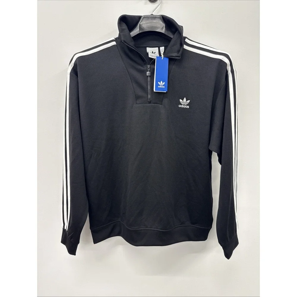 Adidas Men's Black 1/4 Zip Collared Track Top Size‎ Large Brand NWT Retail $80
